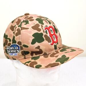 Boston Red Sox 2004 World Series Duck Camo Fitted Hat 7 1/4 Washed Reshaped